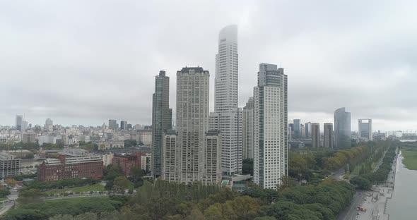 Aerial view of buildings in Puerto Madero. Buenos Aires, Argentina.