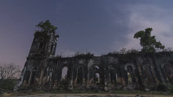 Timelapse dilapidated Church of the Sacred Heart of Jesus