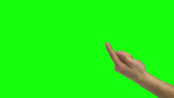 Arm of Man Is Calling Someone. Green Screen. Close Up