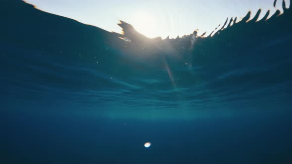 Sun Reflection Underwater in the Ocean