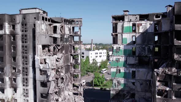 Borodyanka Ukraine  a Destroyed Building During the War Bucha District