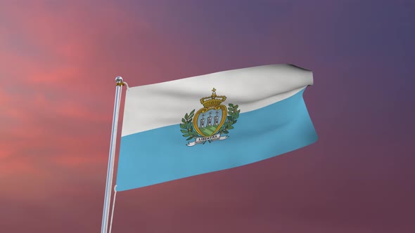 Flag Of San Marino Waving 4k