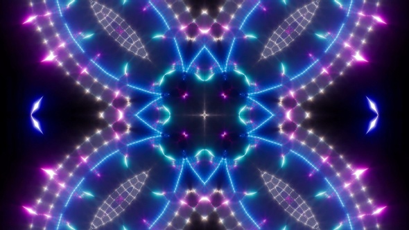 Blinking Lights Neon Kaleidoscope Loop 4K 03