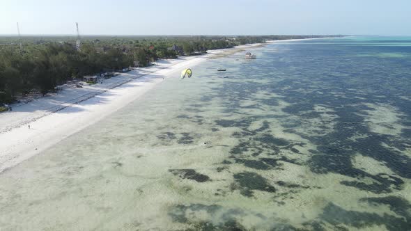 View From a Height of the Indian Ocean Near the Coast of Zanzibar Tanzania