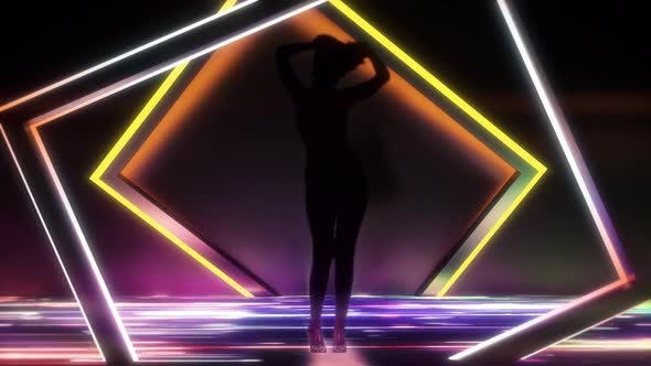  VJ Dancing  Striper In Glowing Neon Floor