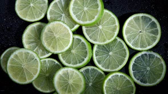 Lime Slices Closeup Macro Background Fruits Top View