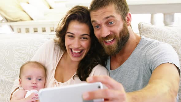 Happy family taking a selfie