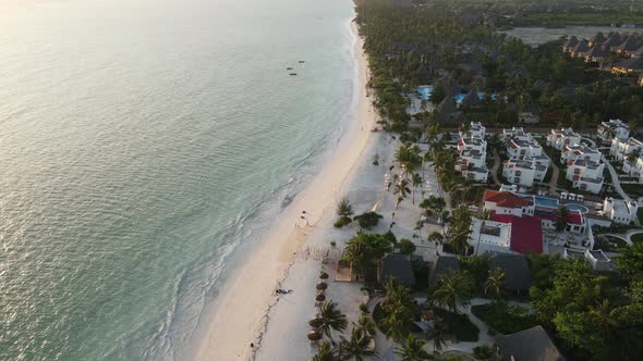 Zanzibar Island Tanzania  Aerial View of the Beach Near the Shore Slow Motion