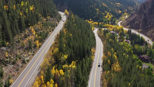 Cars on Road in Arapaho National Forest in Autumn