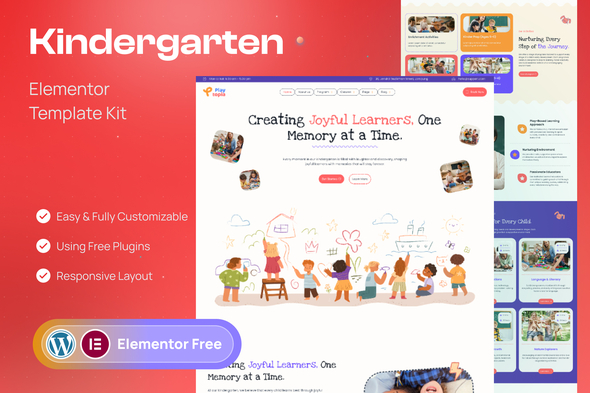 Playtopia – Kindergarten Elementor Template Kit – 0 Sold!