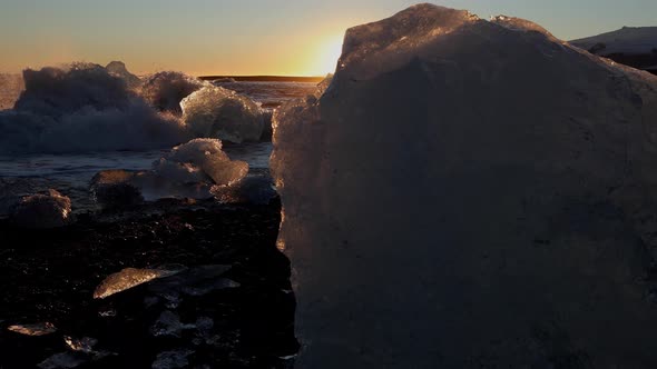 Iceland Black Sand Beach Icebergs