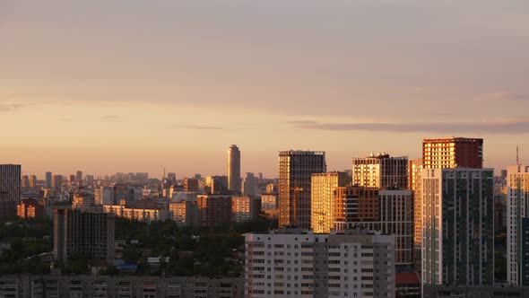 Gleam of the Sun at Sunset in the Clouds of Timelapse