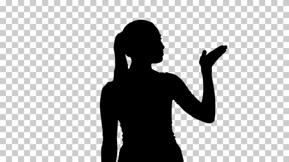 Silhouette Business woman presenting somewthing, Alpha Channel