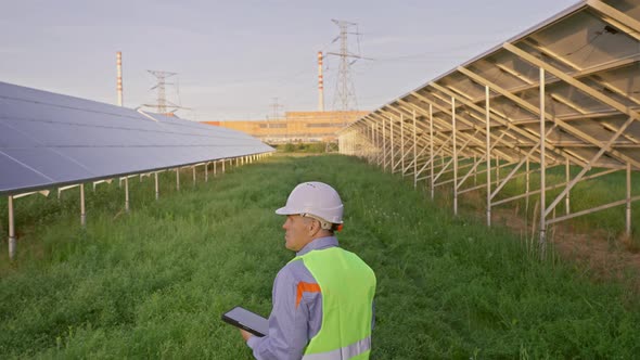 Worker in Solar Farm