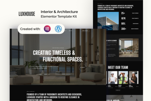 Luxhouse – Interior & Architecture Elementor Template Kit – 0 Sold!