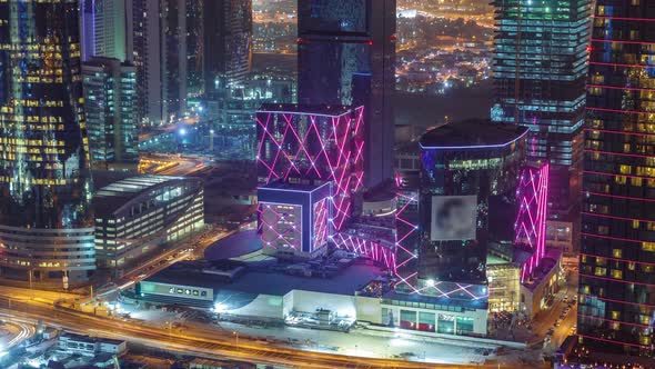 The Skyline of the West Bay Area From Top in Doha Timelapse Qatar