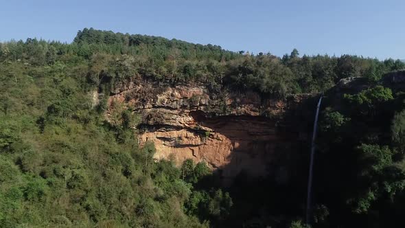 Aerial views of the famous Lone Creek Falls outside the town of Sabie, on the Panorama route in Mpum