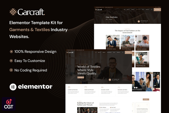 Garcraft – Textile & Garment Industry Elementor Template Kit – 0 Sold!