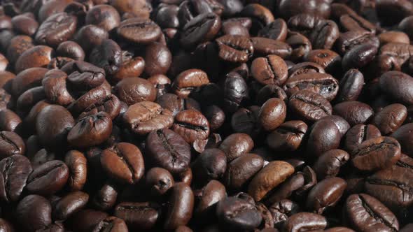 Lot of roasted coffee beans  4K slow pan video