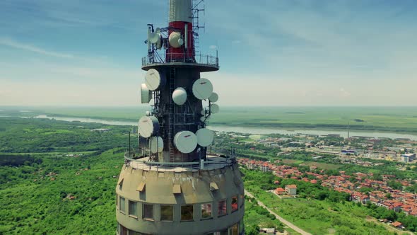 Aerial View Of Telecom Antennas.