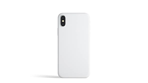 Blank white phone with matte case, isolated