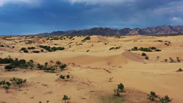 Aerial View of the Sand Dunes in Mongolia