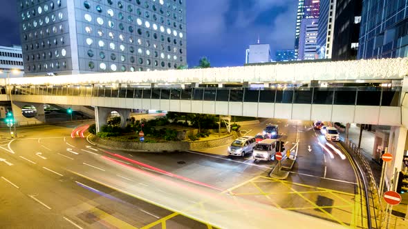 Timelapse of Hong Kong traffic at night