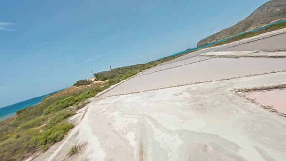 Salt Flats And Small Lighthouse Tower On The Isla Cabra Near Montecristi In The Dominican Republic.