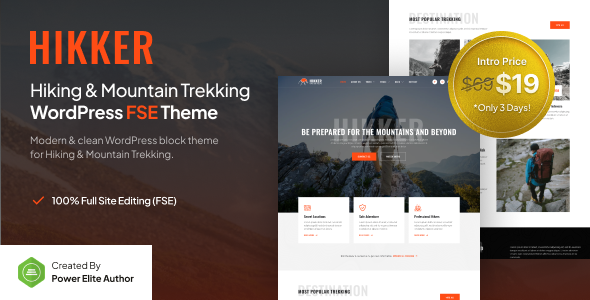 Hikker – Hiking & Mountain Trekking FSE WordPress Theme – 0 Sold!