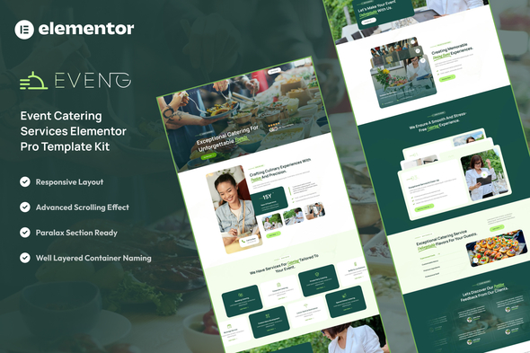 Eveng – Event Catering Services Elementor Pro Template Kit – 0 Sold!