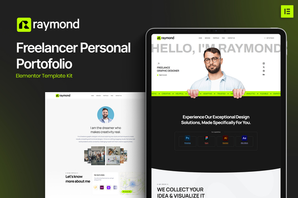 Raymond – Freelancer Personal Portofolio Elementor Template Kit – 0 Sold!