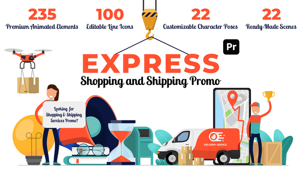 Shopping & Shipping Promo Template for Premiere Pro | Animated Delivery Scenes