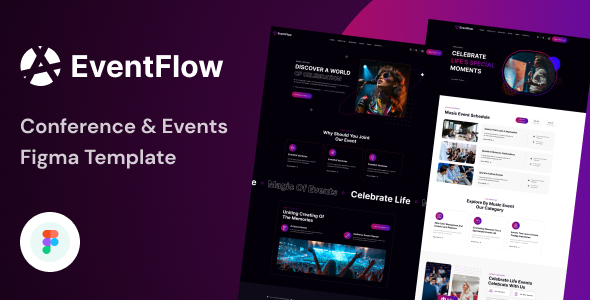 EventFlow – Conference & Events Figma Template – 0 Sold!