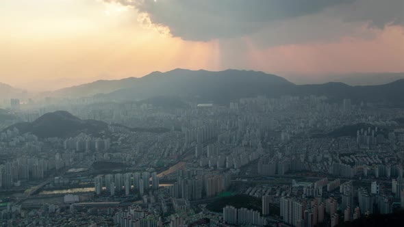 Aerial View of Busan Cityscape Shadow in Korea