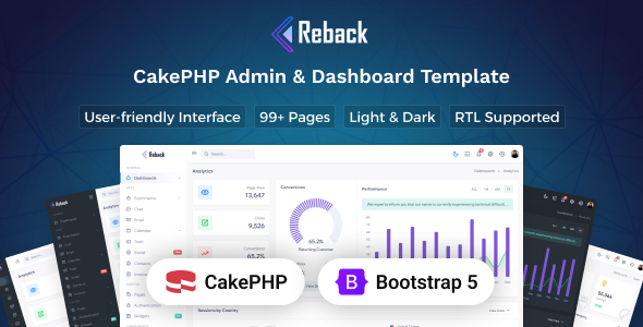 Reback – CakePHP Admin & Dashboard Template – 0 Sold!