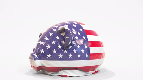 Deflating Inflatable Piggy Bank with Flag of the USA alt