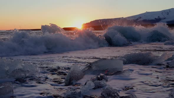 Iceland Black Sand Beach Icebergs