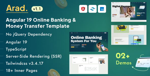 Arad - Angular 19+ Banking & Money Transfer Template