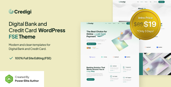 Credigi – Digital Bank & Credit Card FSE WordPress Theme – 0 Sold!