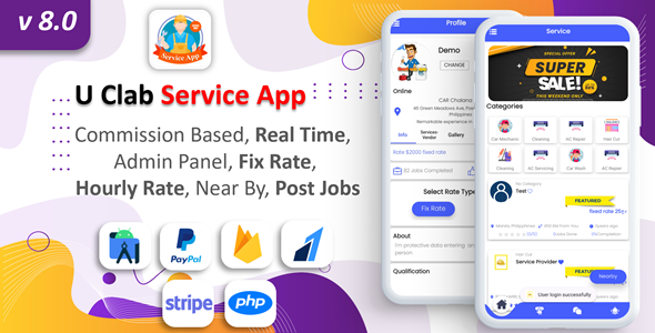 UClab Service App | Handyman service app | Hourly And Fix Rate | On Demand service Payment Gateways