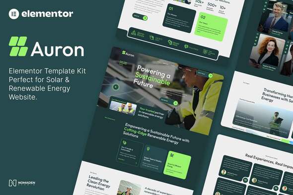 Auron – Solar & Green Renewable Energy Elementor Template Kits – 0 Sold!