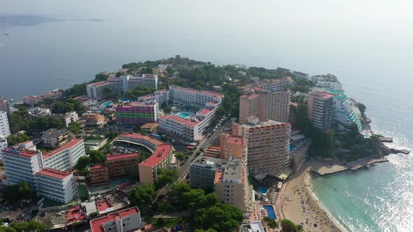 Aerial Drone Footage Video of Magaluf Town Mallorca