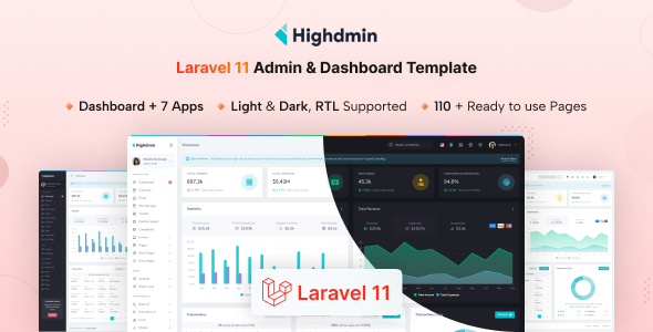 Highdmin – Laravel 11 Admin & Dashboard Template – 0 Sold!