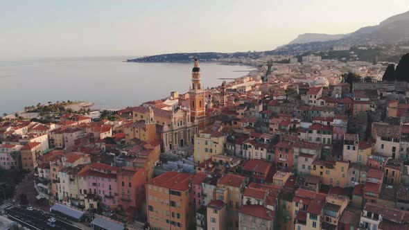 Menton France Colorful City View on Old Part of Menton ProvenceAlpesCote d'Azur France