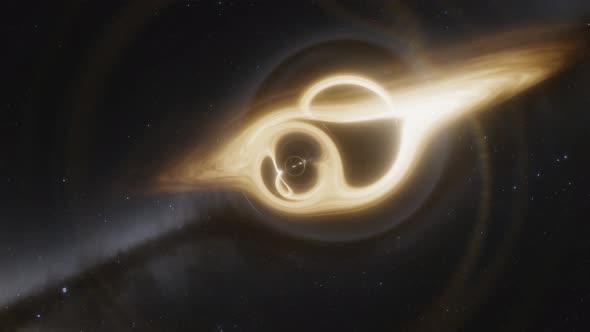 Animation of a Wormhole Next to a Supermassive Black Hole with Accretion Disk