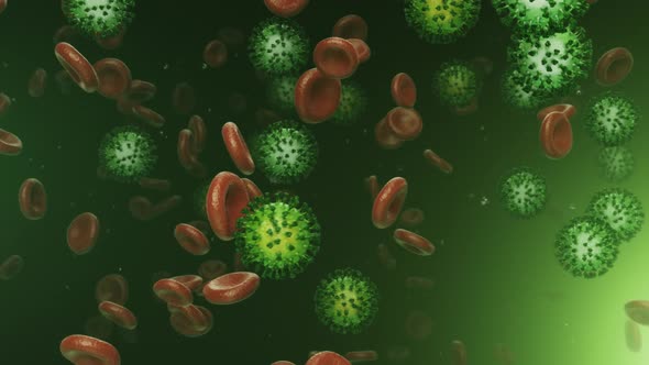 Flying Blood Cells with Coronavirus alt