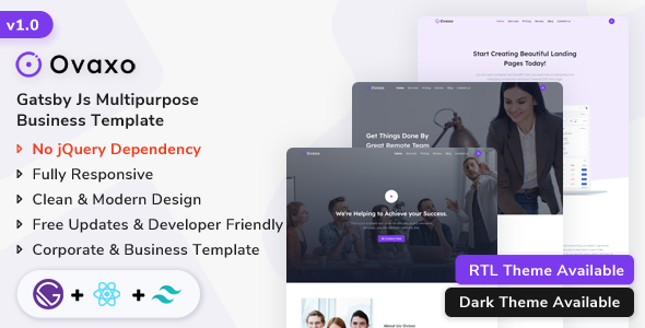 Ovaxo – React Gatsby Business Template – 0 Sold!