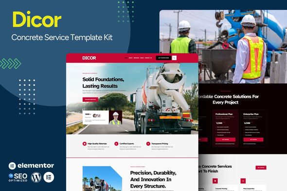 Dicor – Concrete Service Elementor Template Kit – 0 Sold!