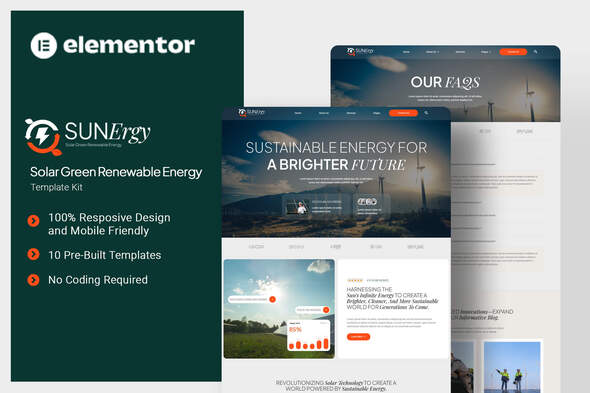 Sunergy – Solar Green Renewable Energy Elementor Template Kit – 0 Sold!