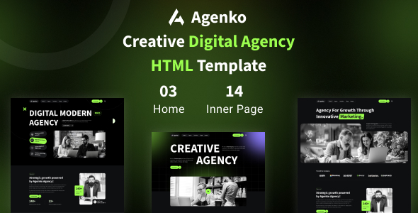 Agenko – Creative Digital Agency HTML Template – 0 Sold!